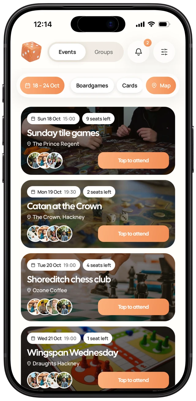 The Events screen